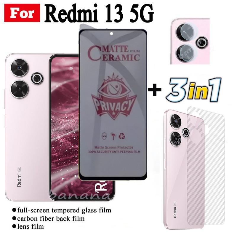 Product Introduction of Redmi 13 5G, 3 IN 1, Phim Gốm Chống Gián Điệp, Bảo Vệ Quyền Riêng Tư, Thích Hợp Cho Ống Kính Máy Ảnh Redmi 13 4G, Bảo Vệ Màn Hình Kính Và Phim Lưng 10
