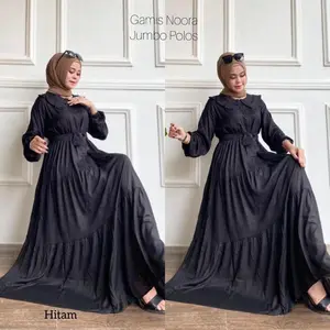 Noora Dress Rayon BY NR STORE Gamis Ruffle Wanita Katun Polos Muslim