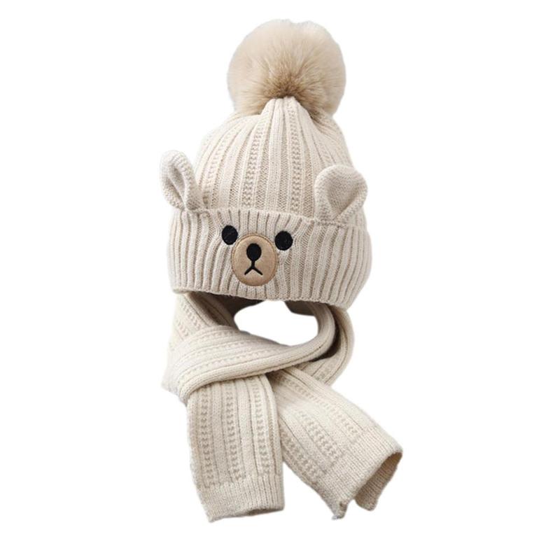 Kids Winter Hat Scarf Set Knitted Beanie Cap Neck Warmer Hiking Sledding 7