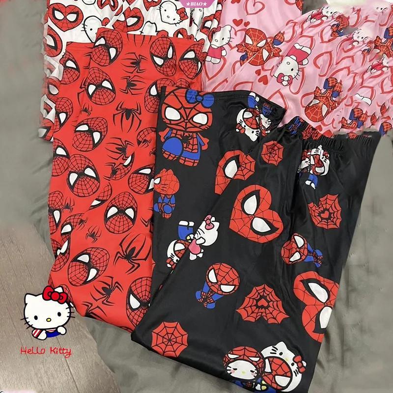 Quần Dài Ngủ Hoạt Hình, Hello Kitty Và Người Nhện, Dáng Rộng Vừa Vặn, Làm Bằng Bông, Thích Hợp Cho Phụ Nữ Và Nam Giới, Quần Dài Ngủ, Đồ Mặc Nhà, Thích Hợp Cho Bé Gái, Đồ Ngủ Áo Baggy 4