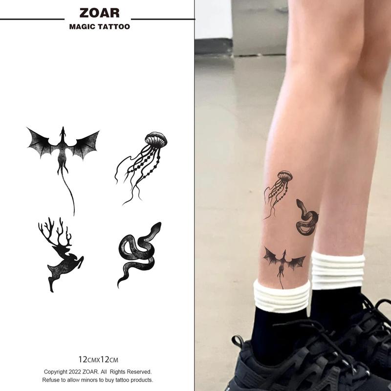 Zoartattoo M-190 stiker tato sementara  【Peta binatang】Tahan lama Tattoo menempel dekorasi seni untuk pria dan wanita 1