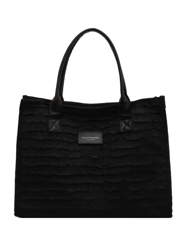 Textured Tote Bag With Zipper, Fashionable Solid Color Large Capacity Casual Shoulder Bag for Women & Girls 4