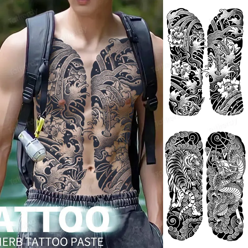 Hình Xăm Dán Tạm Thời, Đầy Đủ Lưng Và Ngực, Mực Nước Ép Thảo Dược, Lâu Trôi, Hình Xăm Giả, Thiết Kế Totem, Dành Cho Nam Và Người Lớn, 7-15 Ngày, Tạm Thời Cosmetic Mỹ Phẩm hình  xăm hình  xăm