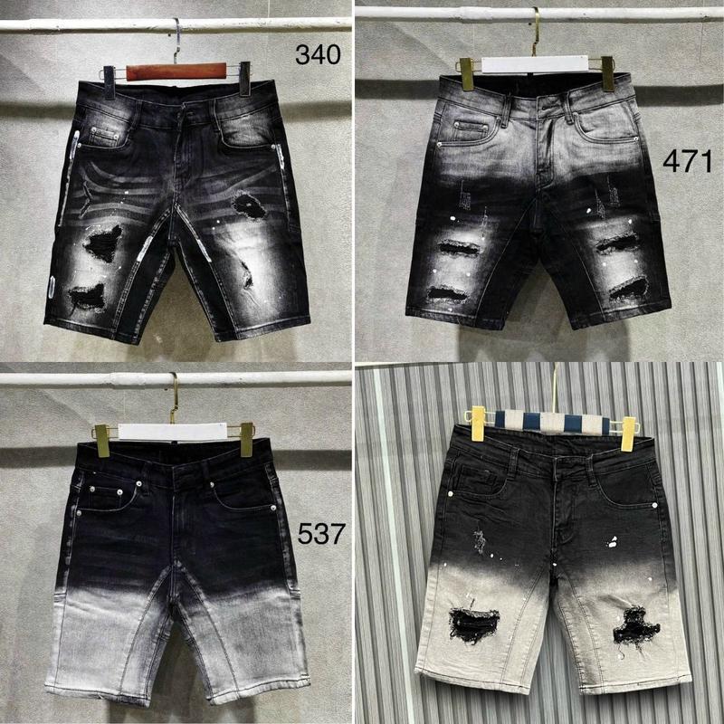 Quần short jean nam đen loang wash 2 đáy rách xước vẩy sơn phong cách trẻ trung mẫu mới