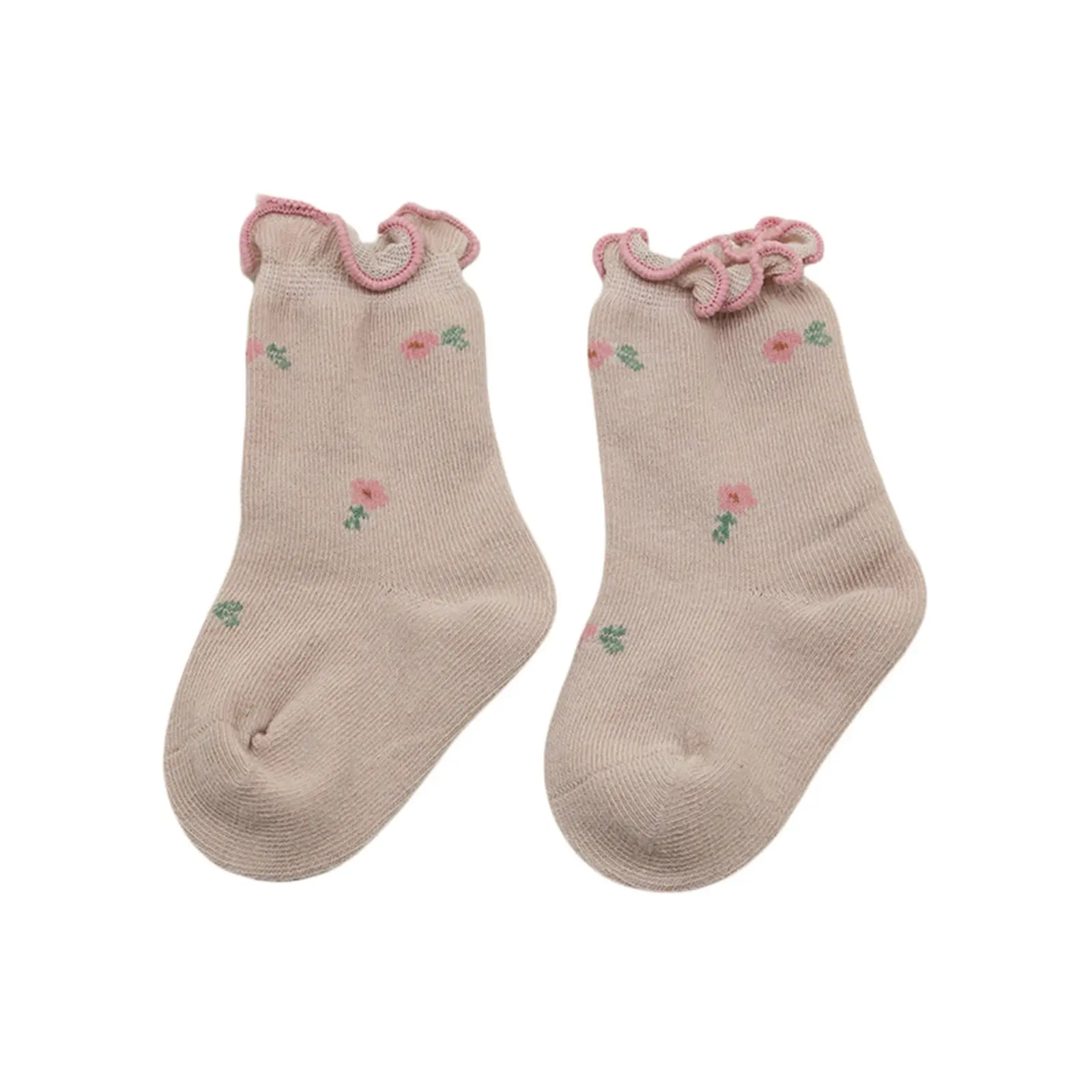 Baby Girls Ruffle Socks Soft Frilly Socks Floral Print Princess Dress Socks Toddler Crew Socks