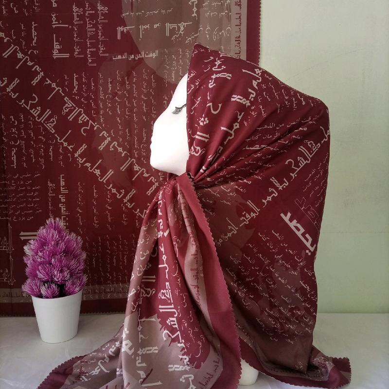 Kerudung Santri Tulisan Arab Mutiara Hikmah Jilbab Pesantren Santriwati Motif Arab Pegon 1