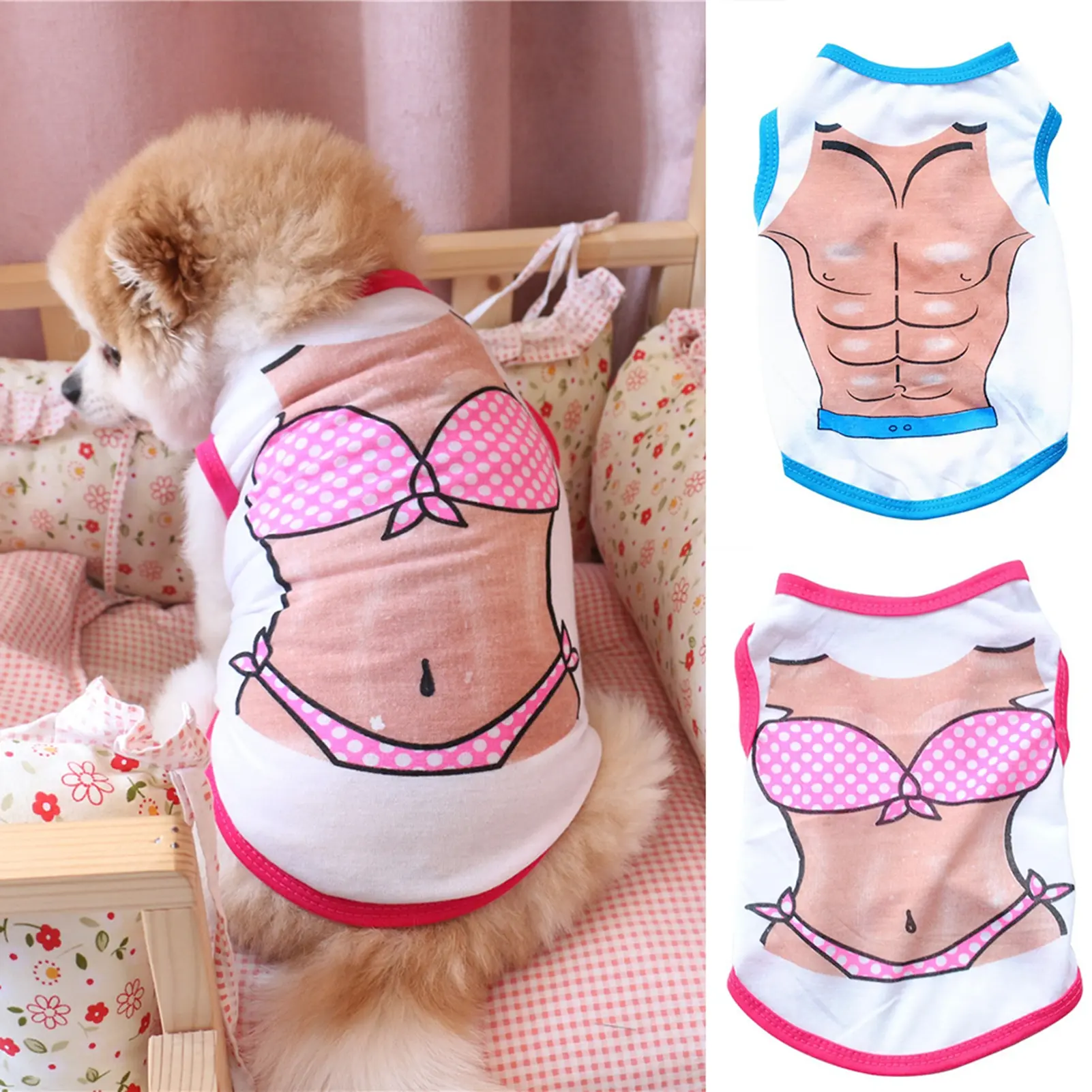 ไอโอฟดิก - เสื้อผ้าแฟชั่นสำหรับสุนัข สัตว์เลี้ยง ลูกสุนัข Pectoralis บิกินี่ แขนกุด เสื้อกั๊ก เครื่องแต่งกาย ของขวัญ