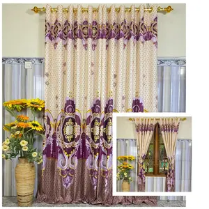 Gorden Hordeng Korden Kain Untuk Pintu Jendela Minimalis 12 Ring Motif Kratos Gold Katun gorden smok tirai  pintu garden jendela Tali Curtain