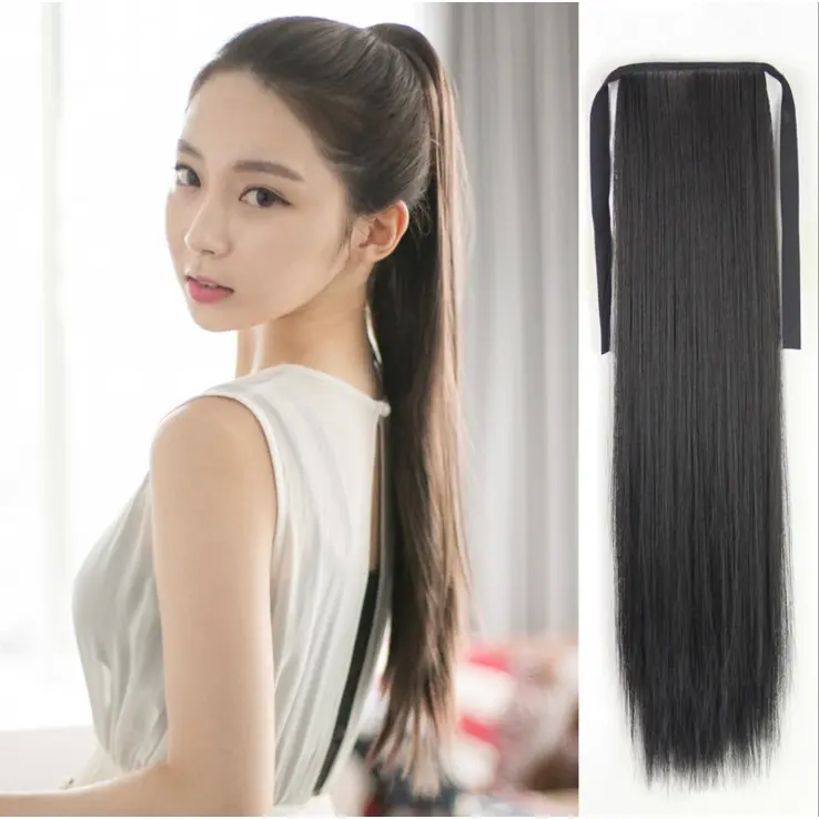 RSW HAIR CLIP RAMBUT PALSU WANITA PONI PONY TAIL PONITAIL KOREA LURUS 07 MODEL TALI 40 50 55 60 65 CM Coklat Hitam 2