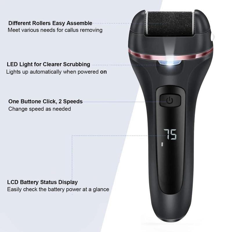Product Introduction of Electric Foot File Callus Remover Professional Foot Grinder Pedicure Machine Tools Rechargeable Heel Cracked Dead Skin Scrubber 10