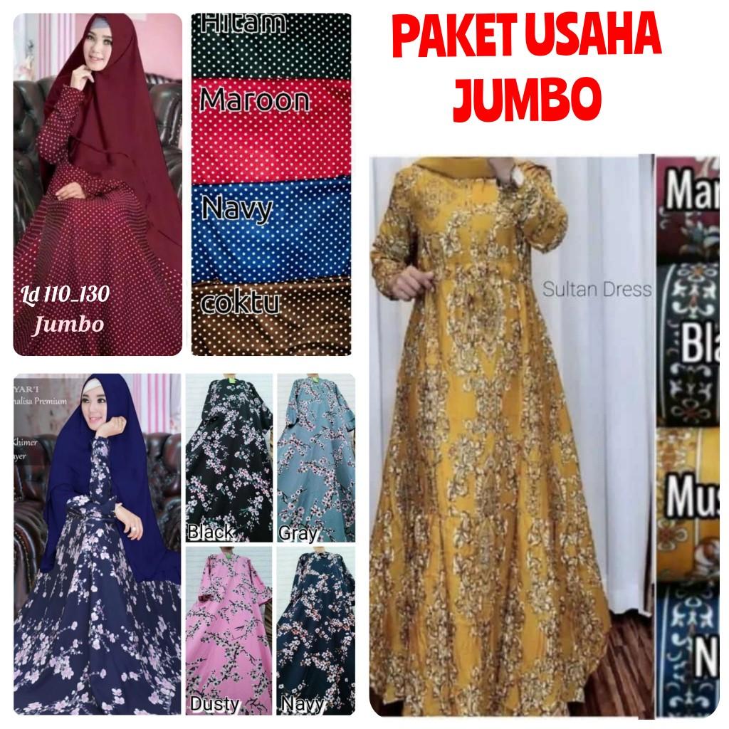 ( Paket 4 Gamis Hyget Jumbo ) Fashion Muslim