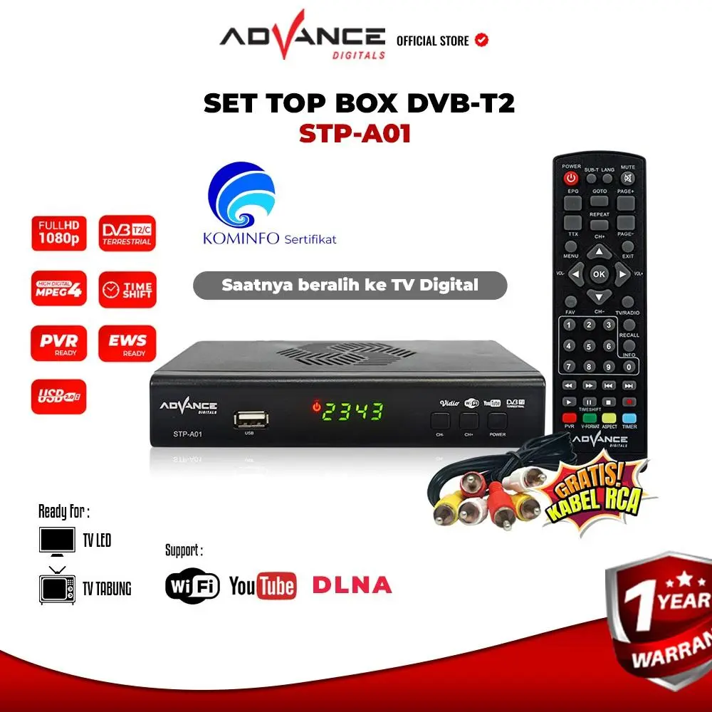 【READY STOK】STP-A01 - Set Top Box Advance STB Digital DVB Full HD Receiver TV Digitals Set Top Box DVB T2