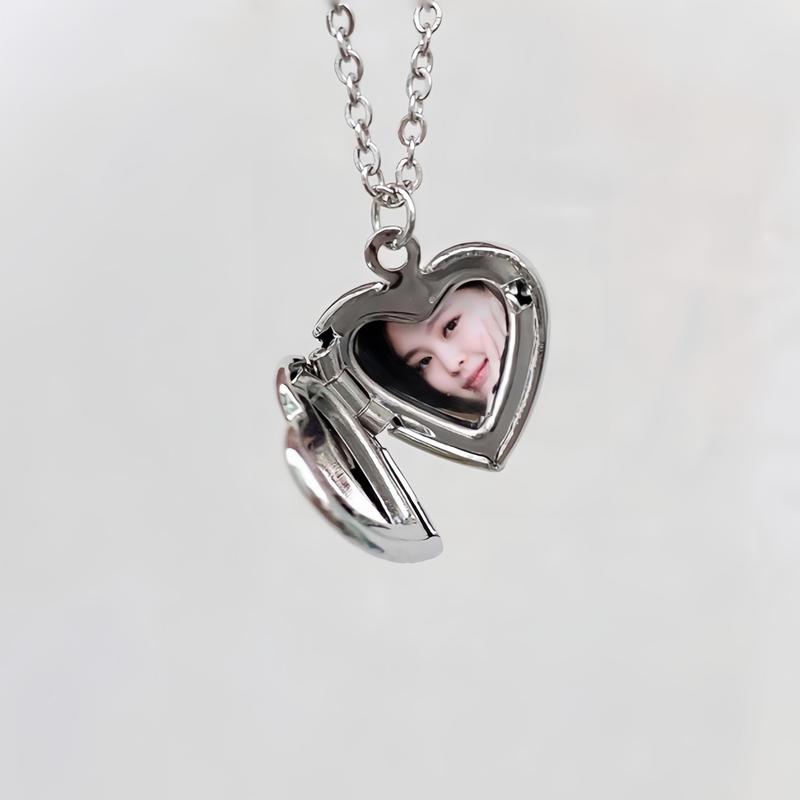 Dây chuyền trái tim in ảnh theo yêu cầu, mặt dây chuyền có thể đóng mở để đựng hình ảnh Trang Sức Women Titan Chain Nữ Jewelry