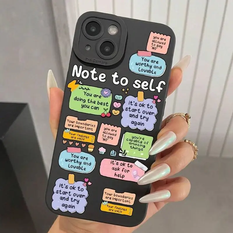 Cute Phrase Pattern Phone Case, Full Body Shockproof Phone Protective Cover, Fashion Phone Accessories Compatible with iPhone 11 12 13 14 15 Pro Max