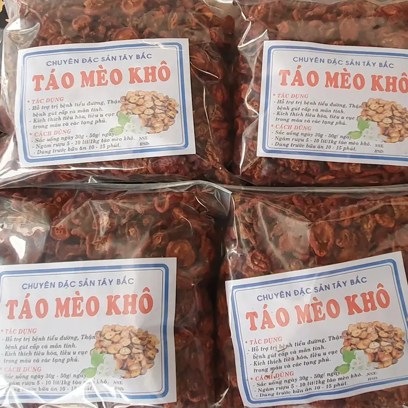 Táo Mèo Khô Điện Biên  và đã Loại Bỏ Miếng Táo Không Chất Lượng - Túi 1kg Chè rượu  táo 3