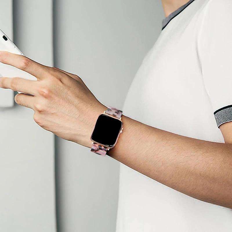 Resin Strap Compatible with Watch Band 40mm 38mm 44mm 42mm 41mm 45mm, 1 Count Light Resin Bracelet Watch Bands With Stainless Steel Buckle Replacement For iWatch Series 5
