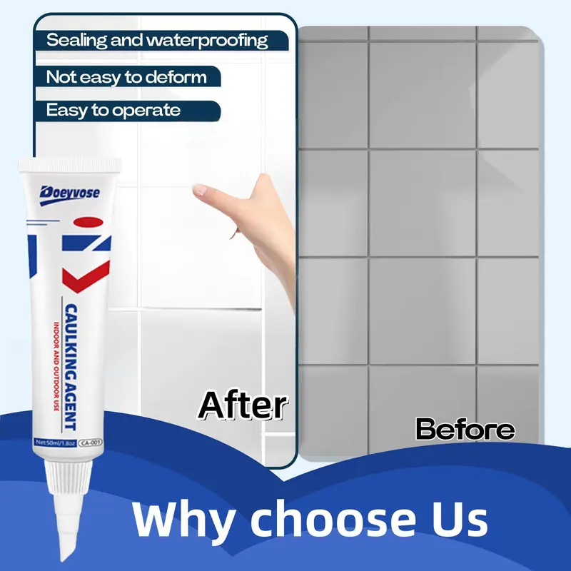 Multipurpose Tile & Countertop Caulking Agent, Waterproof & Mildew Proof Sealant, Easy To Use Sealant for Home & RV Use 4