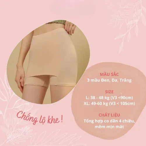 [HOT 2025] Quần bảo hộ che vùng nhạy cảm, quần mặc váy chống lộ cotton chống lộ khe QVS230 Nữ Women 6