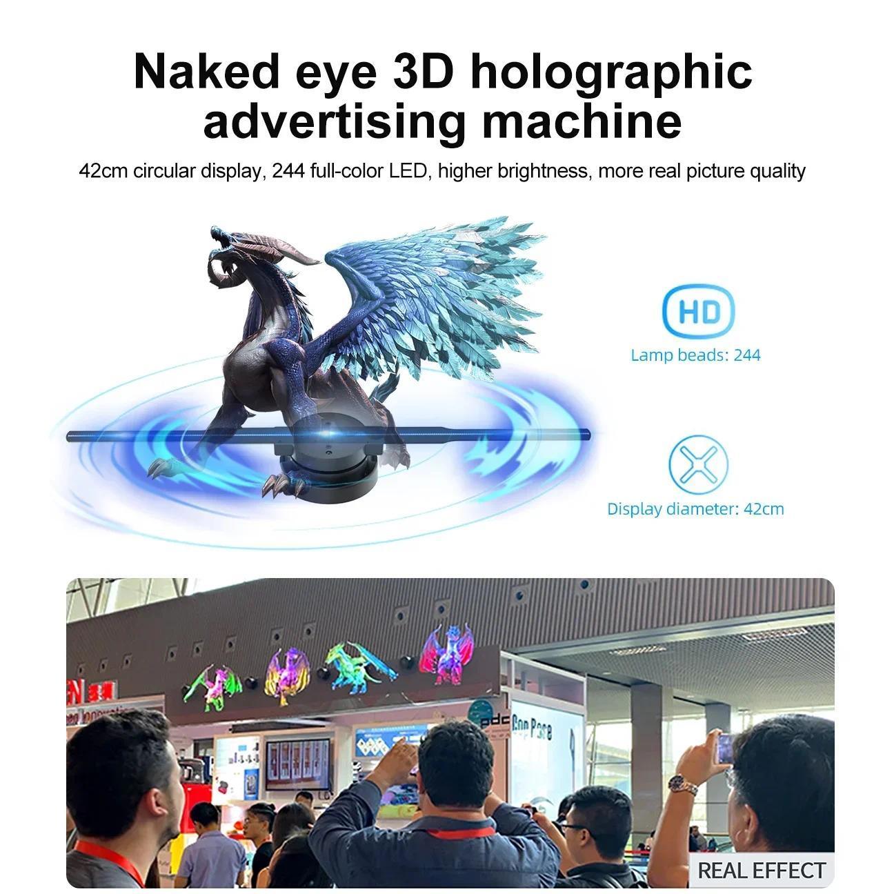 42cm 3D Holographic Fan Wifi Remote Custom ICONS DIY Video LOGO LED Neon Lights Rotating Display AD 3D Holographic Projector - Image 5