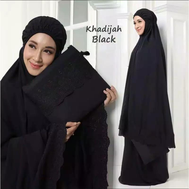 Mukena Dewasa Siti Khadijah Katun Polos Hitam Cokelat Navy Putih 6