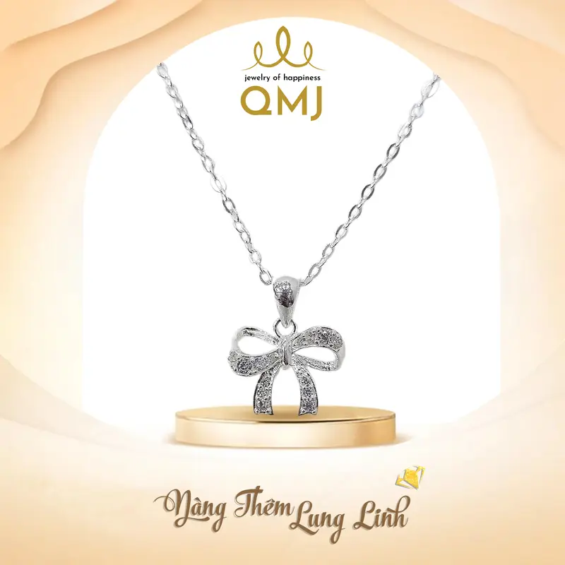 QMJ STORE- Dây chuyền NƠ TIỂU THƯ bạc nữ đẹp QMJ NT40, thời trang phụ kiện trang sức bạc 925 cao cấp 0