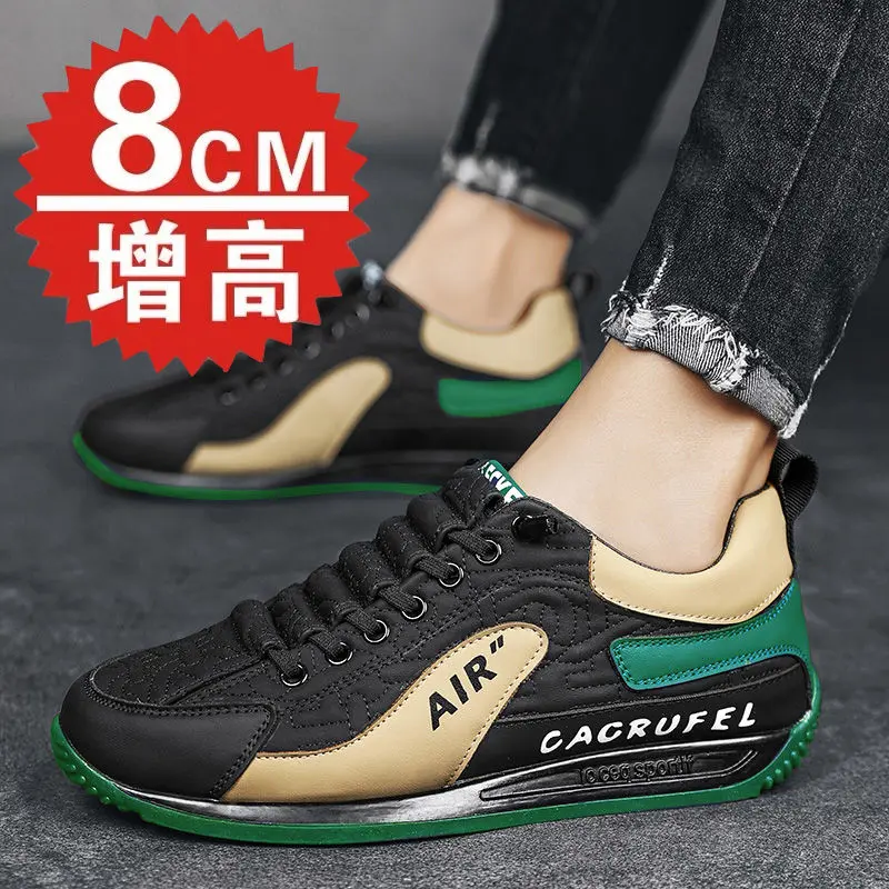 Giày Thang Máy Vô Hình Cho Nam, Đế Tăngều Cao 5 Cm8Cm, Cortez Mỏng, Người Nổi Tiếng Internet, Khối Màu, Thanh Niên, Hợp Thời Trang, Thường Ngày 2