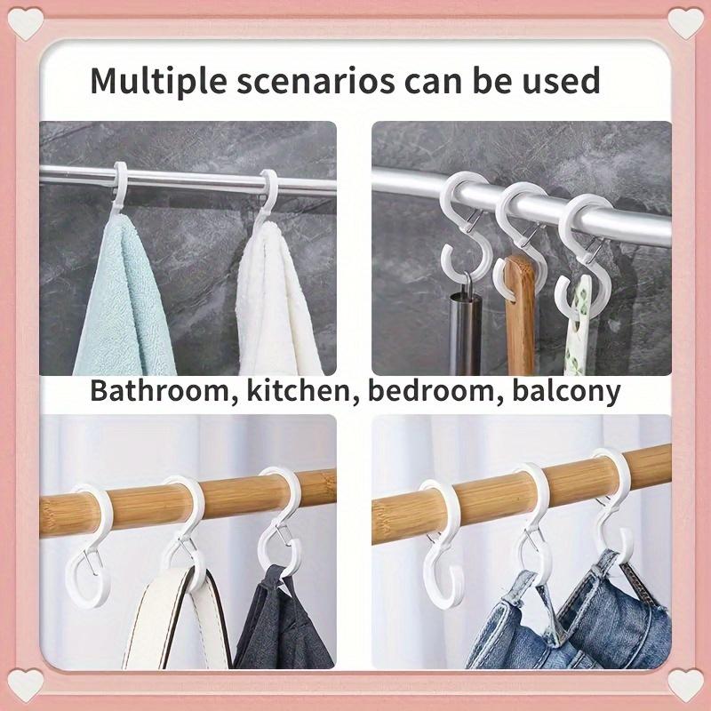 Khóa Móc Hình Chữ S, 1 Bộ 8 Chiếc, Cho Nhà Bếp Và Phòng Tắm, Móc Thanh Ngang, Không Cần Khoan, Làm Bằng Nhựa, Móc Treo Quần Áo 5