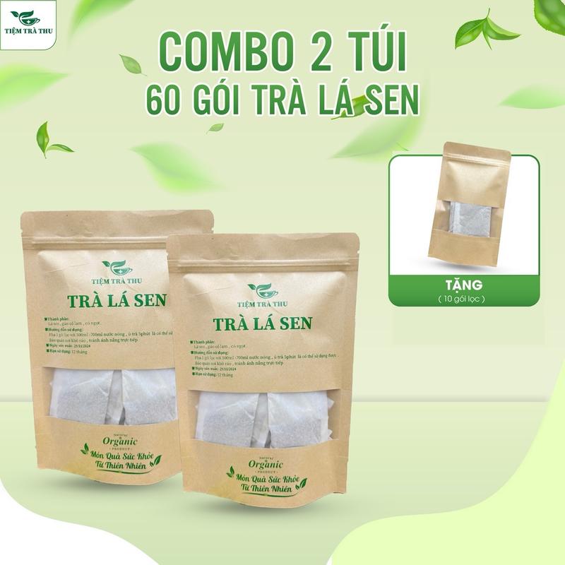 2 túi 60 gói lọc Trà Lá Sen   tặng thêm 10 gói lọc   Nước Trà Tea Chè 