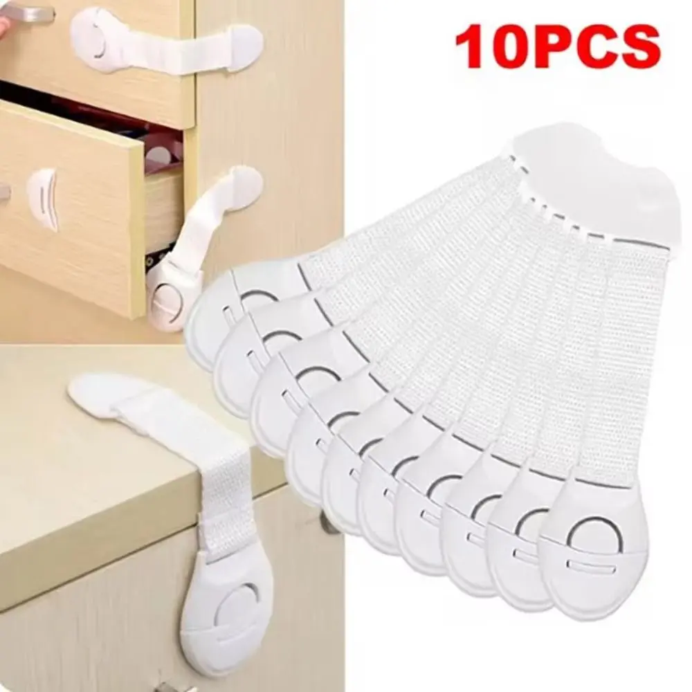 10PCS Multifunctional Nylon Child Safety Cabinet Lock White Durable Baby Safety Locks Wear-resistant Drawer Locks Cupboard