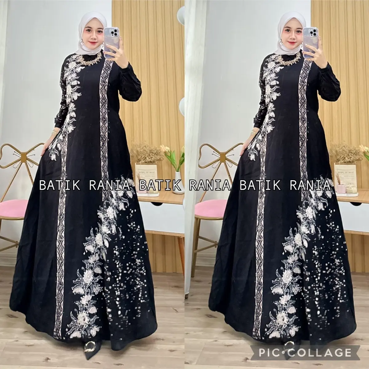 GAMIS SEMI TWILL RAYON ORI MOTIF BUNGA Dress Wanita Kain Muslim