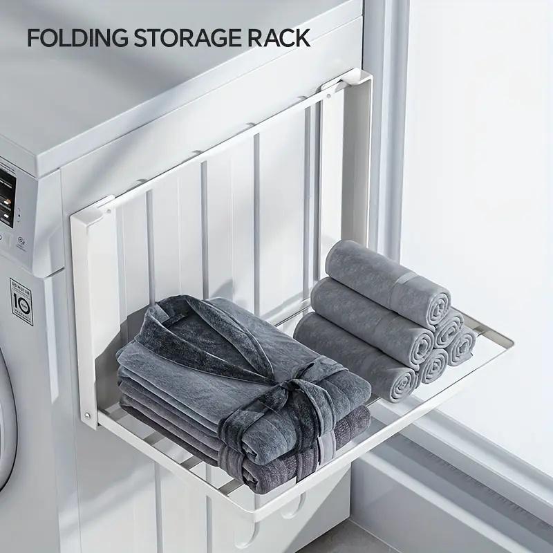 Product Introduction of Magnetic Foldable Storage Rack, 1 Count Wall Mounted Towel Rack, Multifunctional Storage Rack for Bathroom, Laundry Room, Home Organizer 6