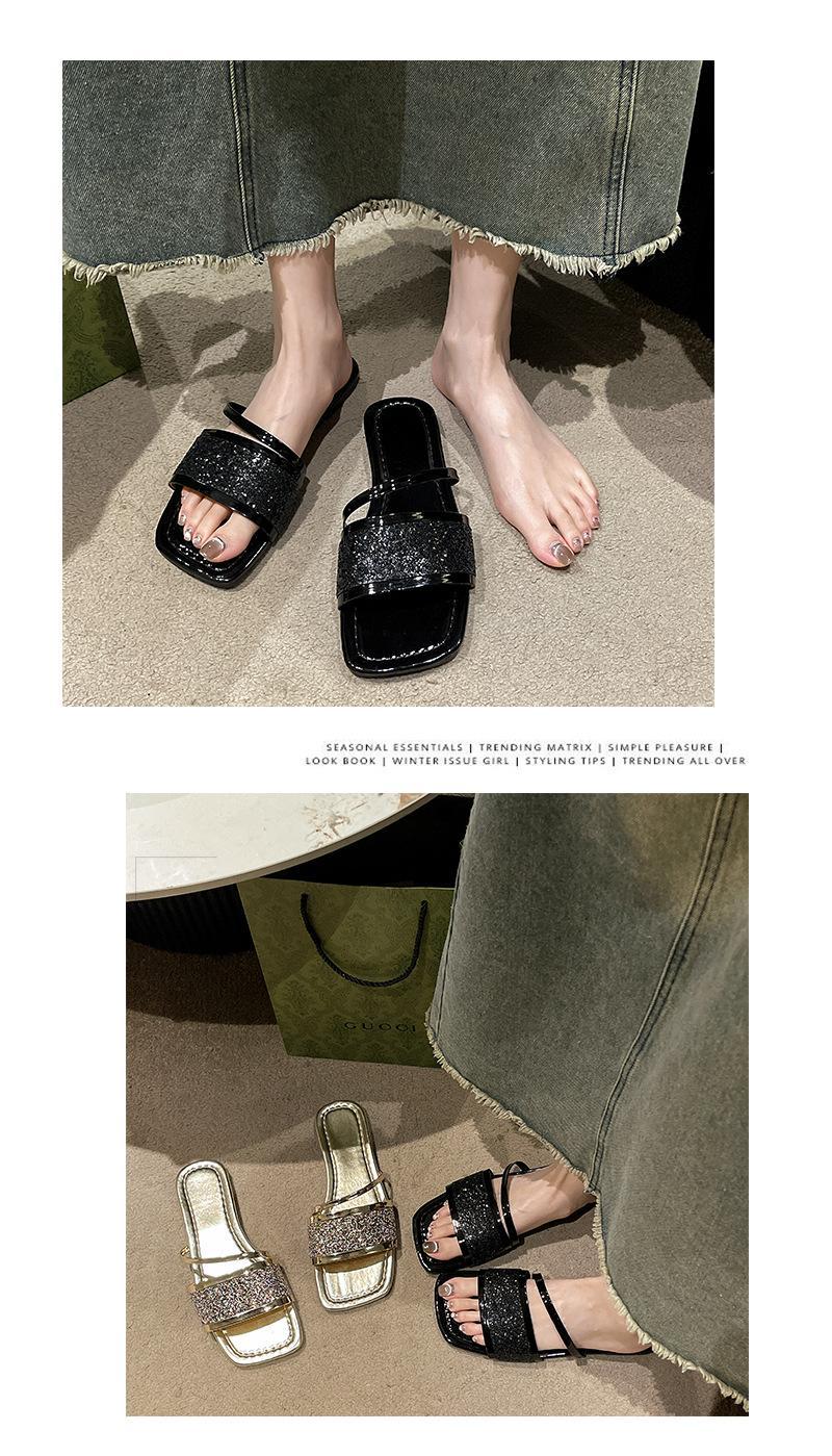 Product Introduction of Office slippers women's new transparent rhinestone soft-soled flip-flops 2