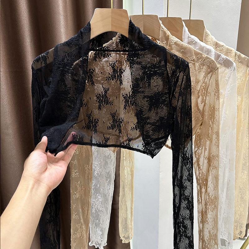 Áo Cardigan Chống Nắng, Ren, Dành Cho Nữ, Váy Hai Dây, Áo Mặc Bên Ngoài, Che Phủ, Khăn Choàng Sườn Xám Mùa Hè, Áo Khoác Nhỏ Áo Lưới Rỗng 8