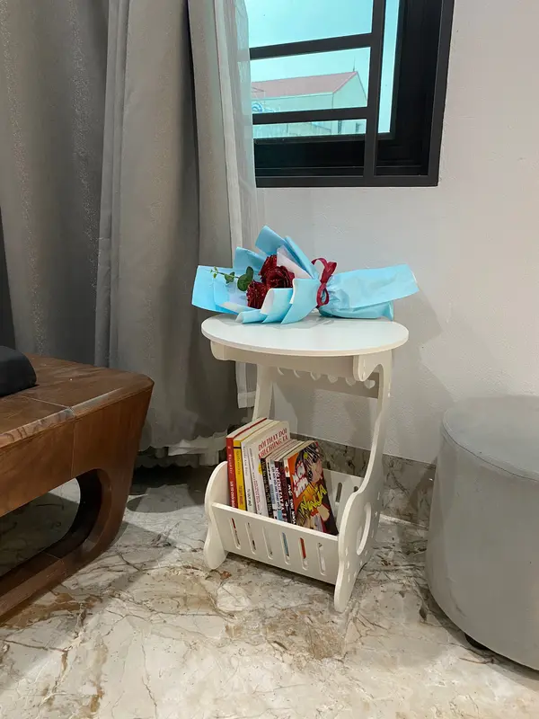 Kệ trang trí, kệ đầu giường, kệ sách mini, bàn trà mặt tròn 2 tầng trang trí phòng khách, phòng ngủ cao cấp chất liệu gỗ nhựa pitech chịu lực Kitchen Nhà Bếp 4