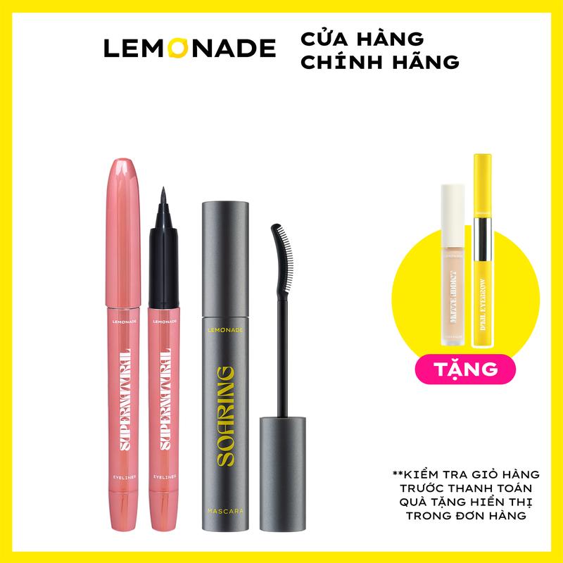 [MUA 2 TẶNG 2] MUA 01 Bút kẻ mắt SuperNatural Eyeliner 1g và 01 Chuốt mi tơi dài lâu trôi Soaring Mascara 6ml TẶNG 01 Chì kẻ mày 2 đầu Lemonade Dual Eyebrow 2.75g và 01 Kem che khuyết điểm kiềm dầu bền màu Lemonade Matte Addict Concealer 3g