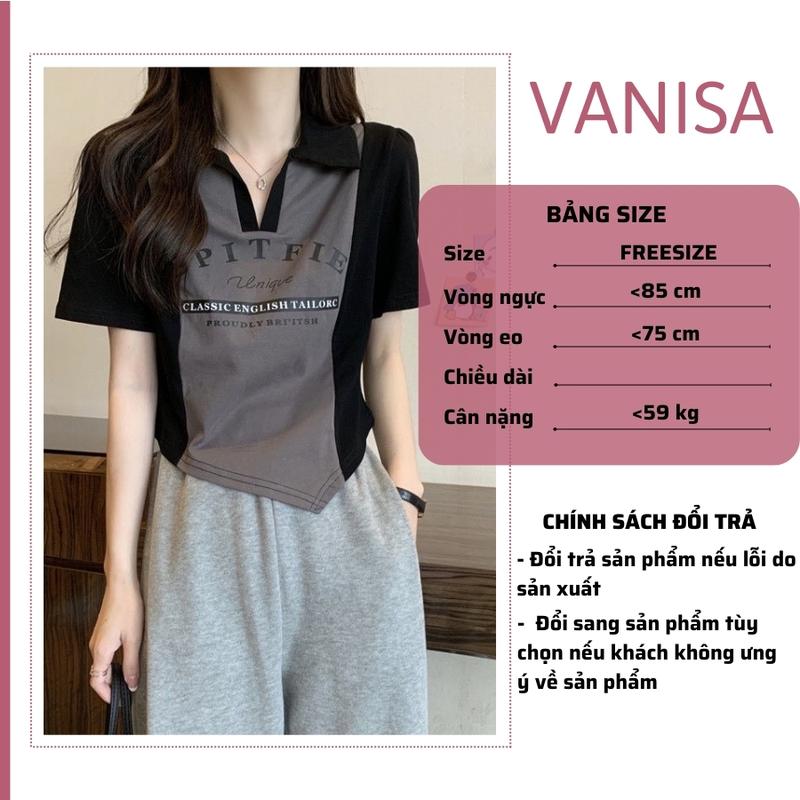 Áo polo thun cổ trụ kiểu phối màu nâu đen in ảnh VANISA CT056 2