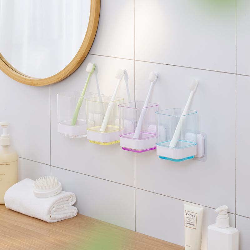 Product Introduction of Wall Mounted Toothbrush Holder, Punch Free Toothbrush Storage Rack, Universal Bathroom Supplies for Home Use, Home Supplies 7