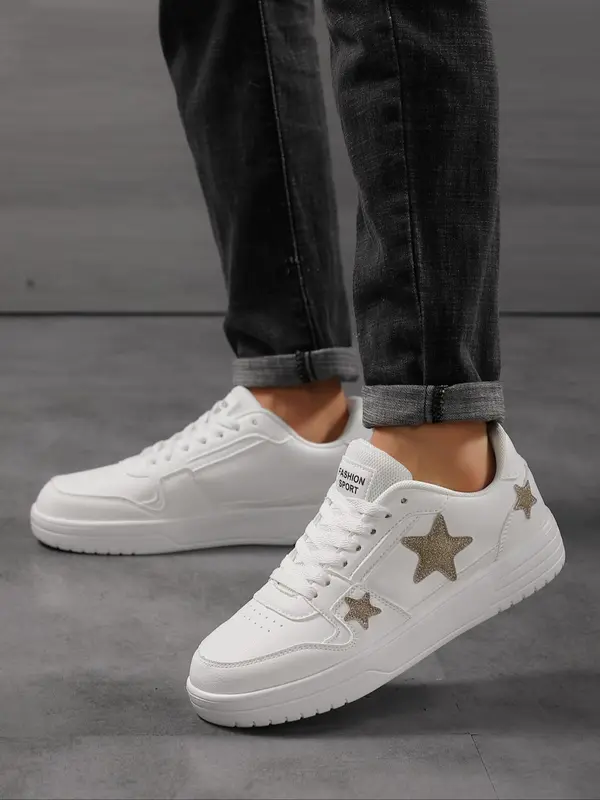 Women's Fashionable Star Patched Design Low Top Sneakers, Casual Comfortable Breathable Sports Running Shoes, All-match Basic Shoes for Daily Wear 4
