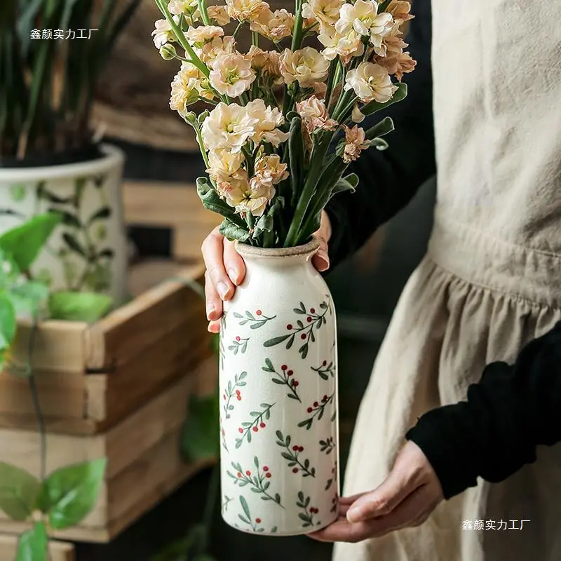 Đồ Trang Trí Bình Hoa Độc Đáo Bằng Gốm, Phong Cách Tối Giản, Thích Hợp Để Cắm Hoa Phòng Khách, Hoa Khô, Nghệ Thuật Cổ Điển Sáng Tạo, Chủ Đề Mục Vụ Mỹ
