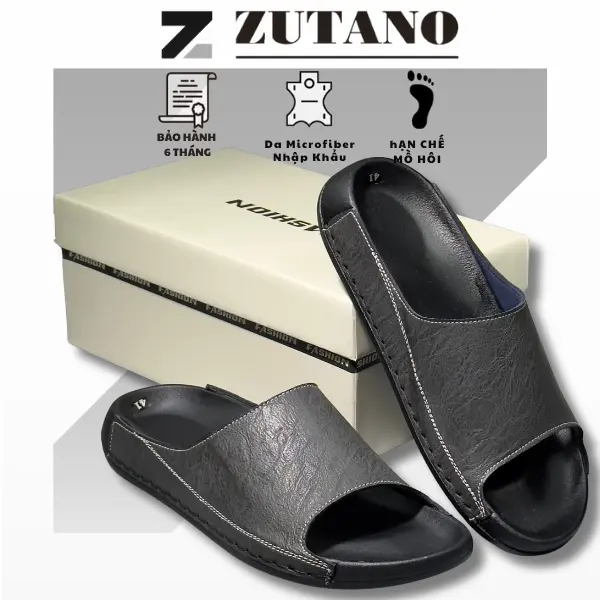 [KHÂU CHÂN QUAI 100%] Dép nam đẹp 2025 microfiber chống nhăn, đế cao su TPR Slipper DéP