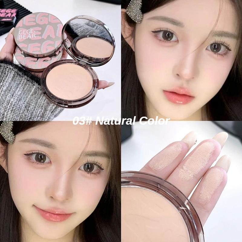 Phấn Phủ Dạng Nén, Gấu Gege, Phấn Phủ Làm Trắng Hoàn Hảo Không Thấm Nước, Kiểm Soát Dầu, Lớp Hoàn Thiện Lì Phấn Phủ Mặt, Mịn, Nhẹ, Làm Sáng, Kèm Phồng Bông, Lâu Trôi, Thích Hợp Để Trang Điểm Khuôn Mặt, Kem Nền, Với Mút Đánh Phấn