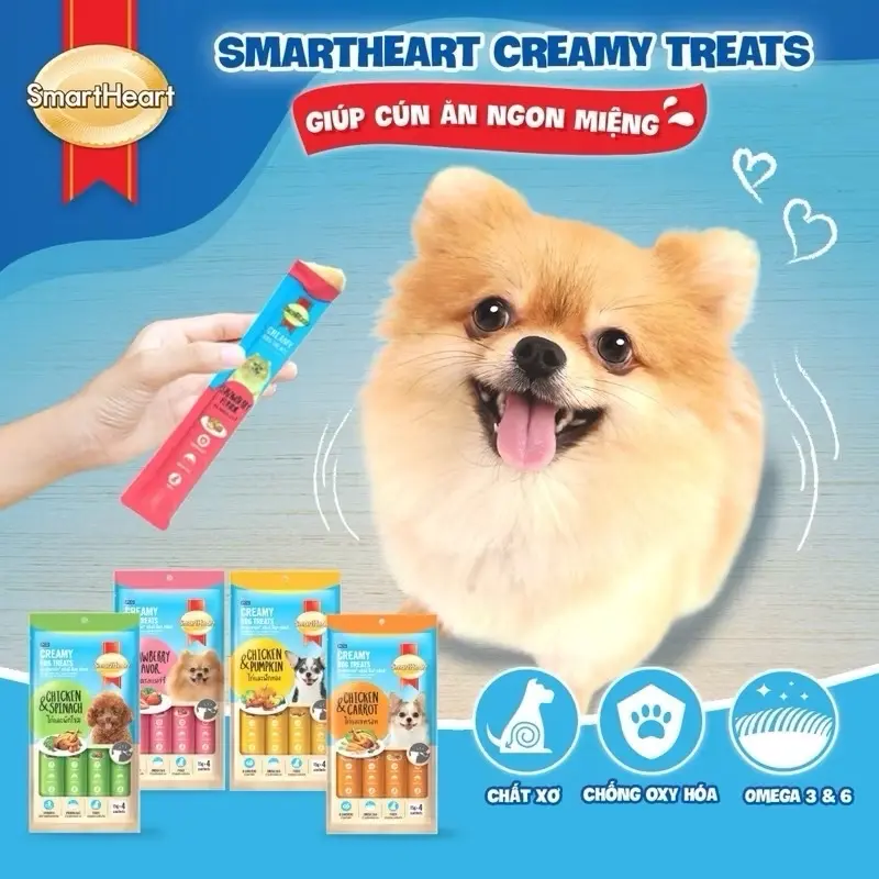￼Súp thưởng cho chó SmartHeart Creamy Dog Treats dạng thanh 15gr