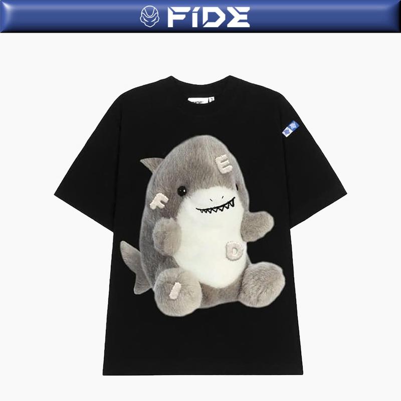 Áo thun FIDE phông trơn nam nữ cổ tròn SHARK 02 Menswear Top Cotton Đen