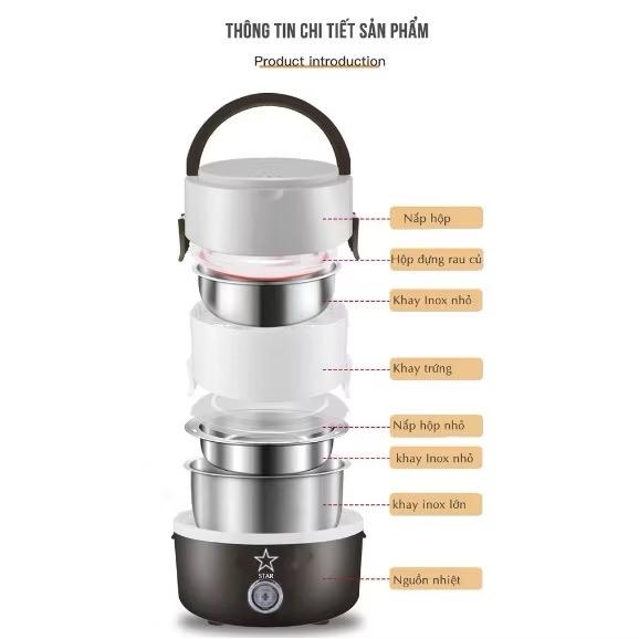 ￼Hộp đựng cơm hâm nóng cắm điện 3 tầng, cặp lồng cơm văn phòng giữ nhiệt, hâm nóng nhanh thức ăn lõi inox cao cấp 2