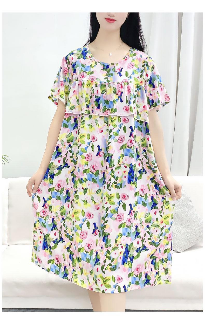 Product Introduction of Cotton and silk short-sleeved dress, summer new anti-bumping loose nightdress loose can be worn outside thin loungewear women 35