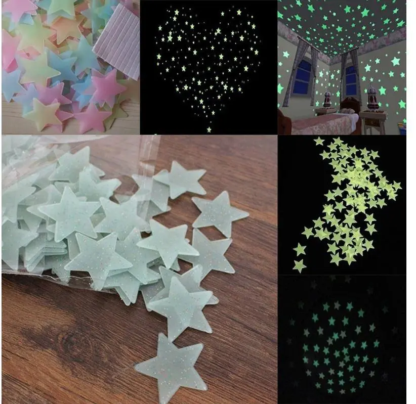 Valueshop - stiker Bintang Glow in Dark  Star Sticker  Sticker Bintang Warna Warni - RANDOM 1set hiasan Plastik stiker stm