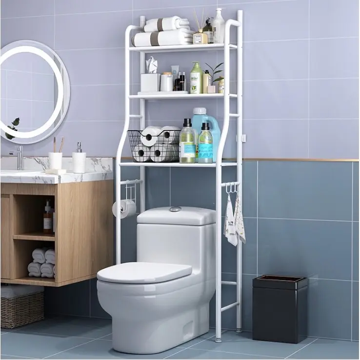 Kệ Để Đồ Bồn Cầu 3 Tầng Chât Liệu Thép Sơn Tĩnh Điện, Hàng Lắp Ghép Dễ Di Chuyển