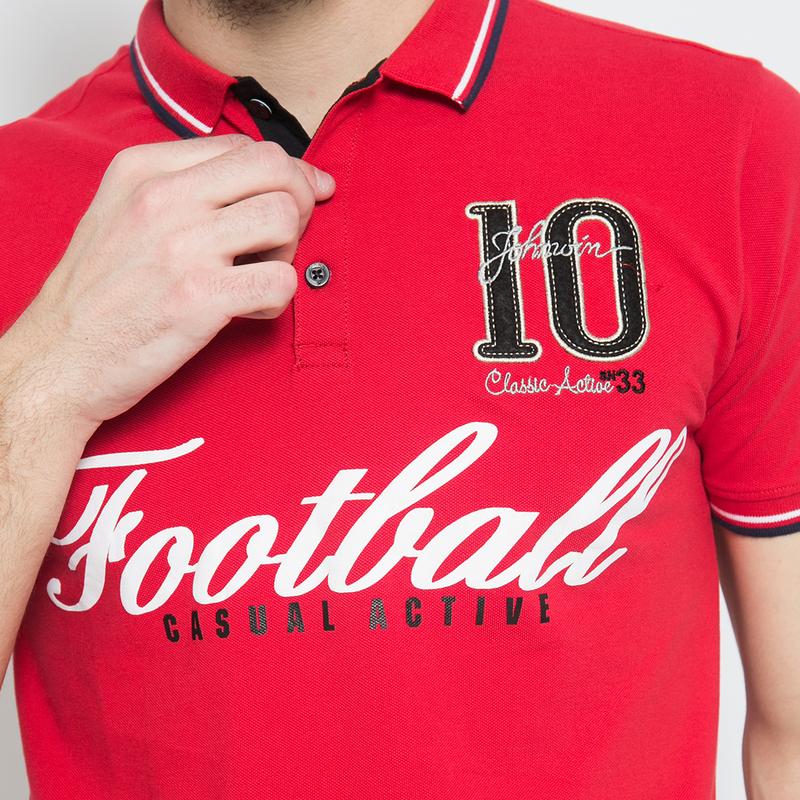 Johnwin - Slim Fit - Polo - Football - Merah - ATS.625.M255.01.C-S/S - Free Keychain 2