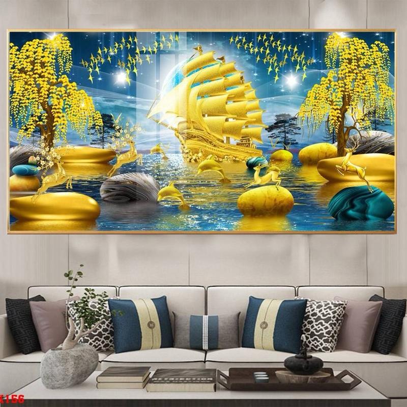  Tranh Treo Tường Giá Rẻ - Tranh Tráng Gương Thuận Buồm Xuôi Gió Hiện Đại decor phòng khách trang trí nhà cửa 