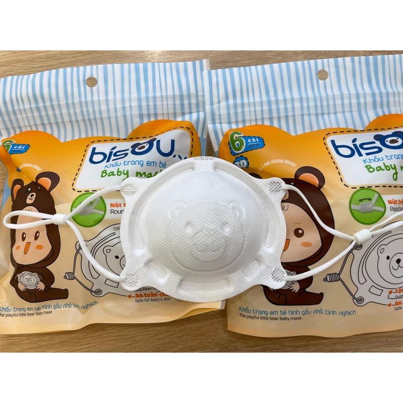  COMBO 6 CÁI Bisou Khẩu Trang Gấu Cho Bé Bisou 3D 3 Lớp Bảo Vệ Bụi Vi Khuẩn Thoáng Khí Cho Bé 6 tháng -3 tuổi 
